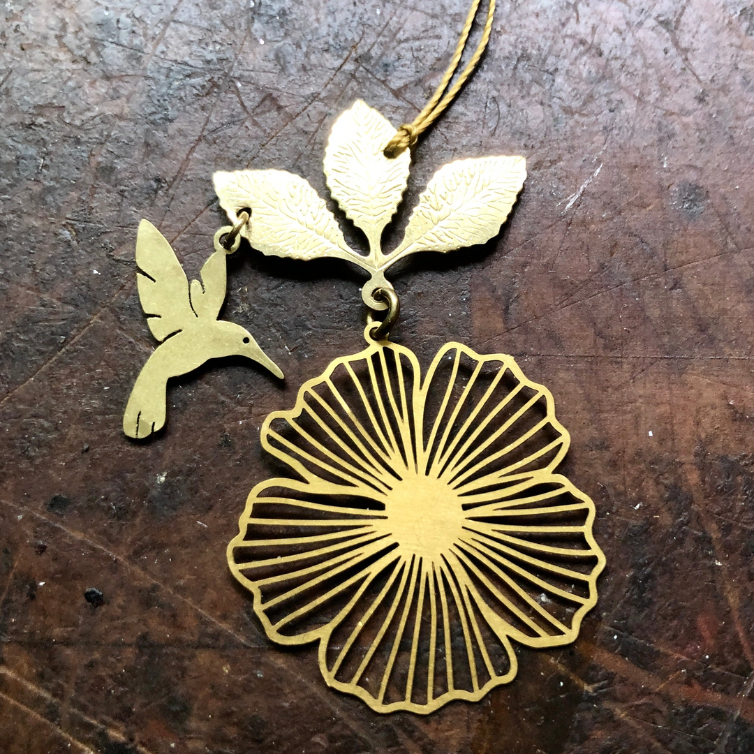 Hibiscus Hummingbird Ornament