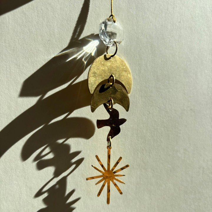 West of the Moon Ornament with Vintage Glass Crystal