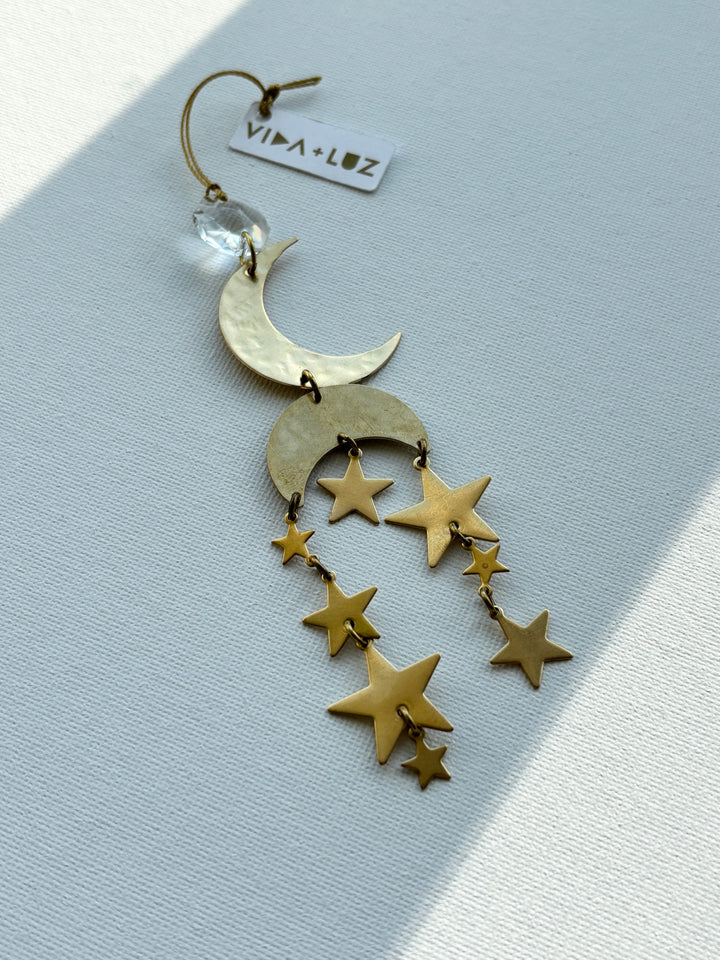 Moon and Stars Sun Catcher | Handmade Crystal Light Catcher