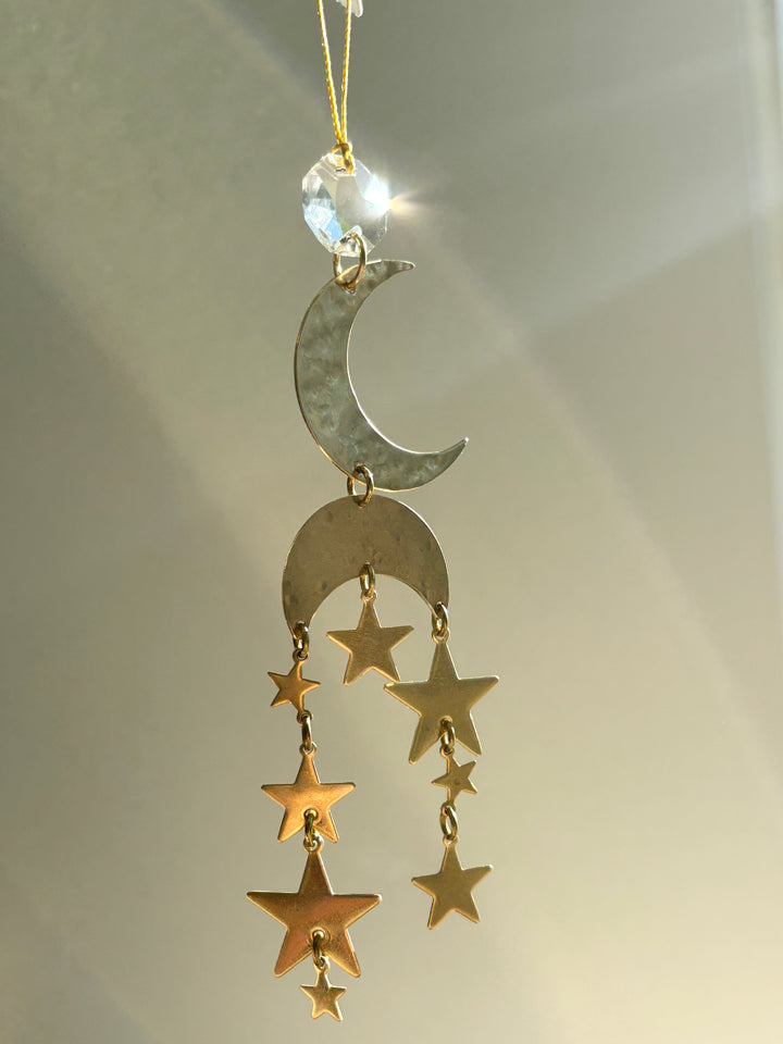 Moon and Stars Sun Catcher | Handmade Crystal Light Catcher