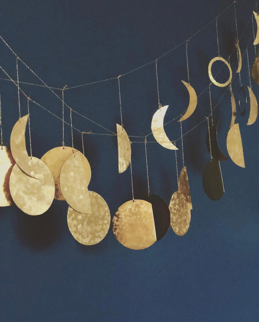 Moon Phases Hammered Brass Garland