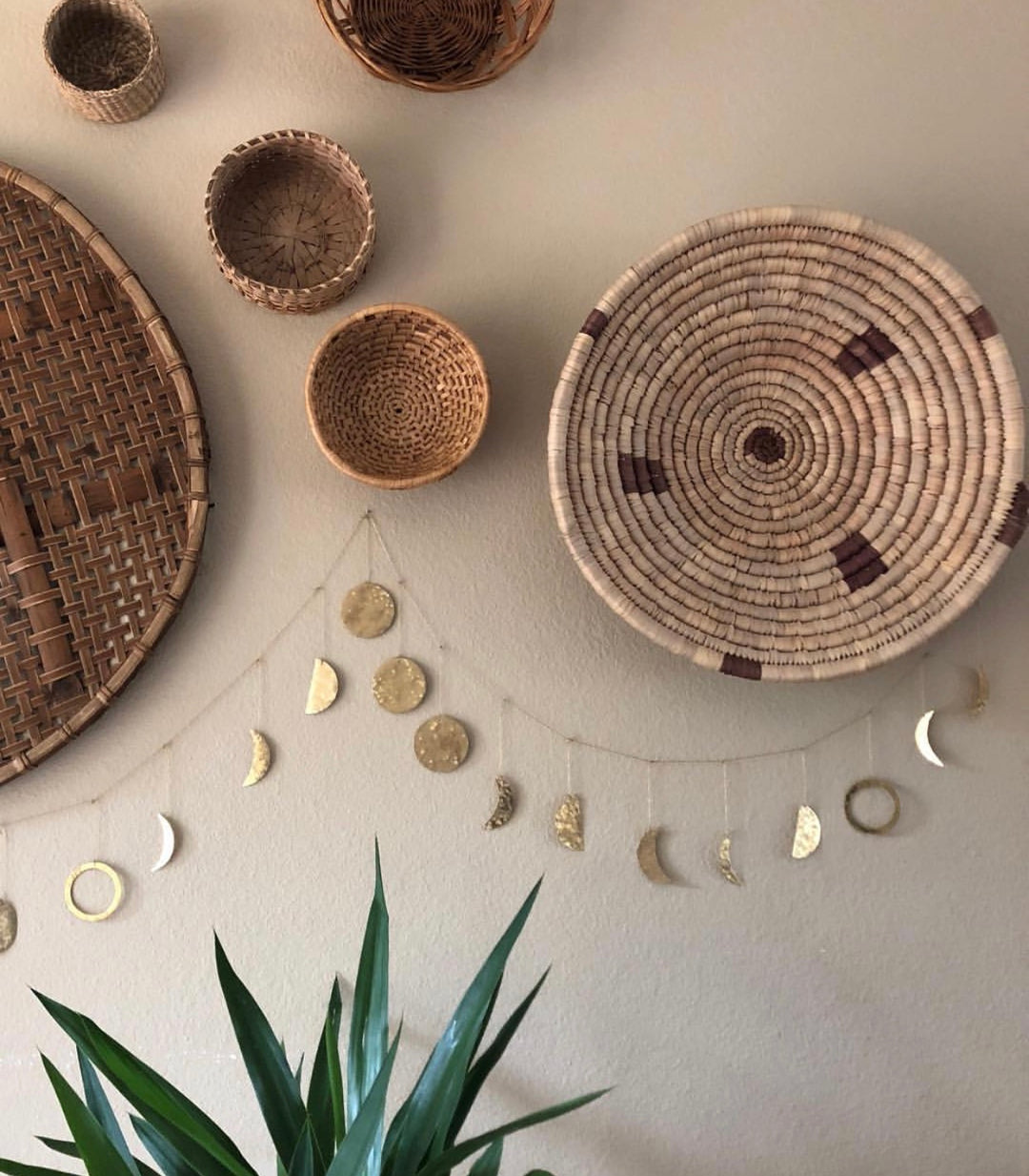 Moon Phases Hammered Brass Garland