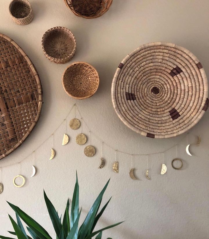 Moon Phases Hammered Brass Garland