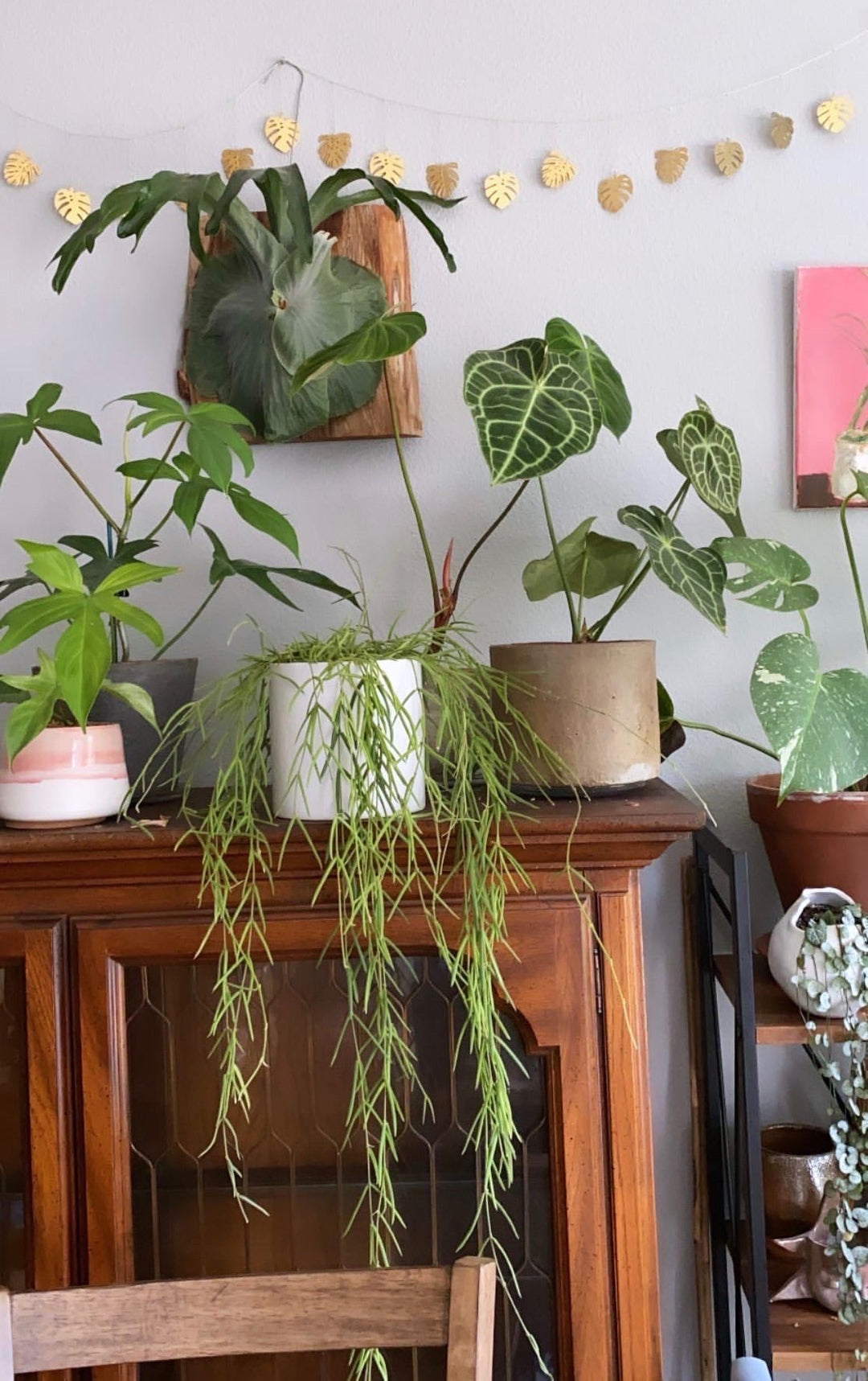 Monstera Hammered Brass Garland