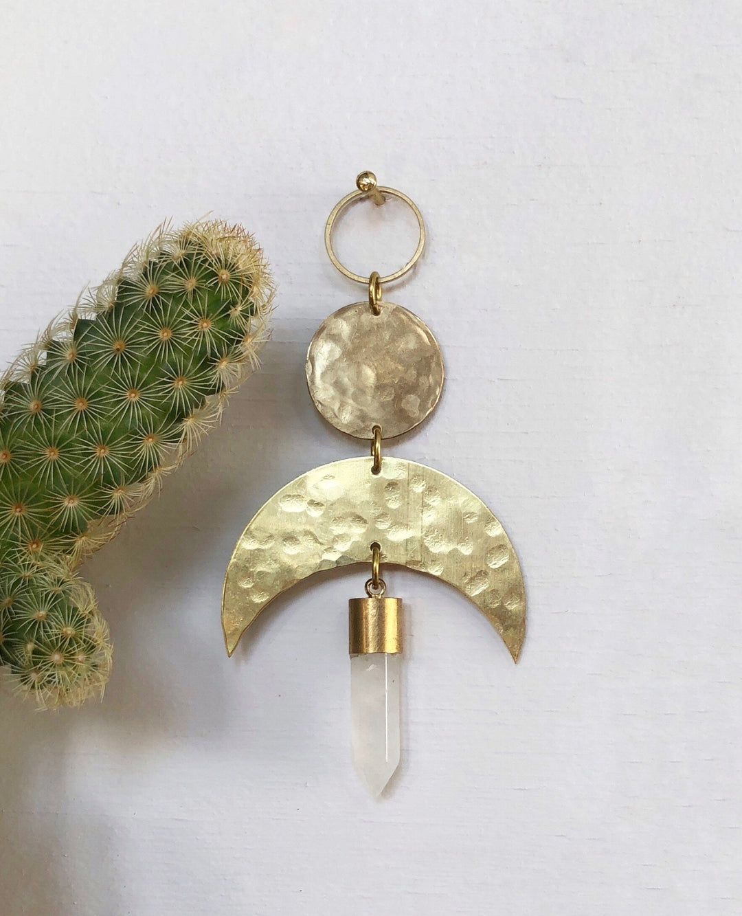 Moon Drop Ornament With Quartz Crystal