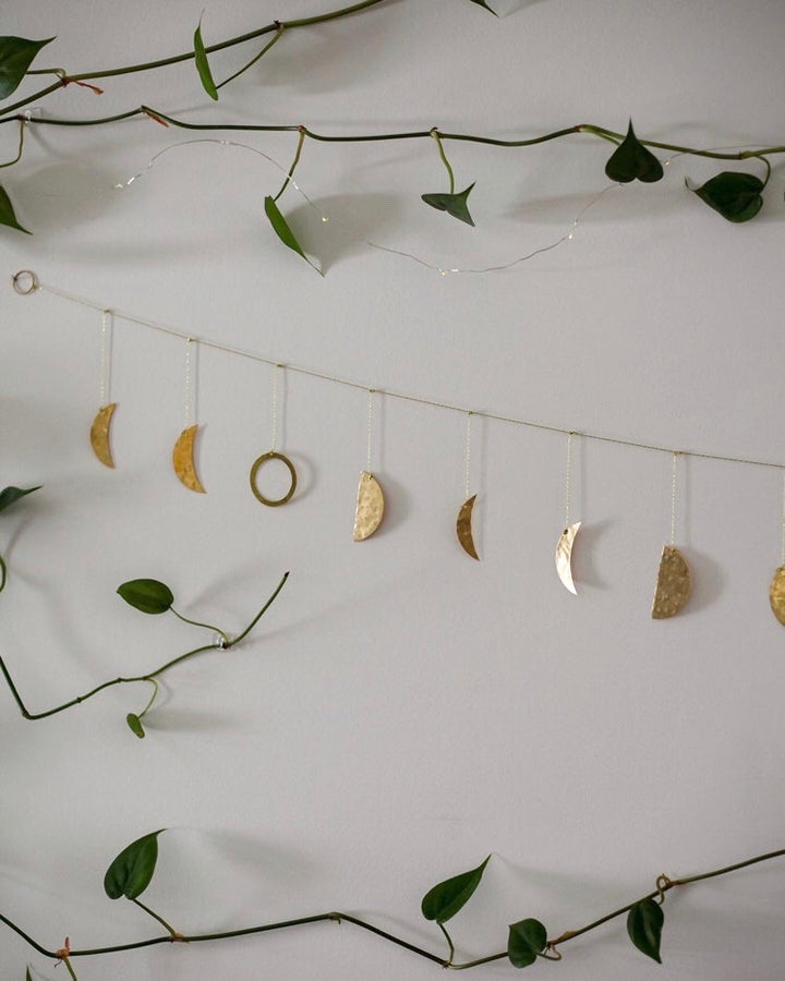 Moon Phases Hammered Brass Garland