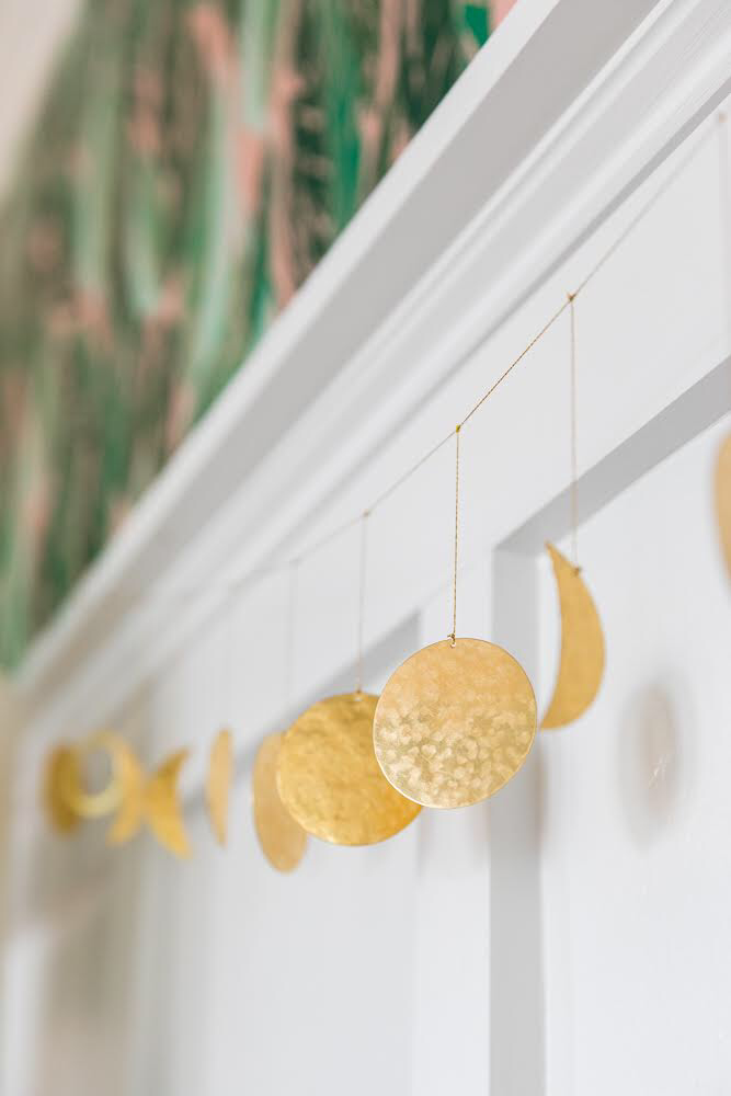 Moon Phases Hammered Brass Garland