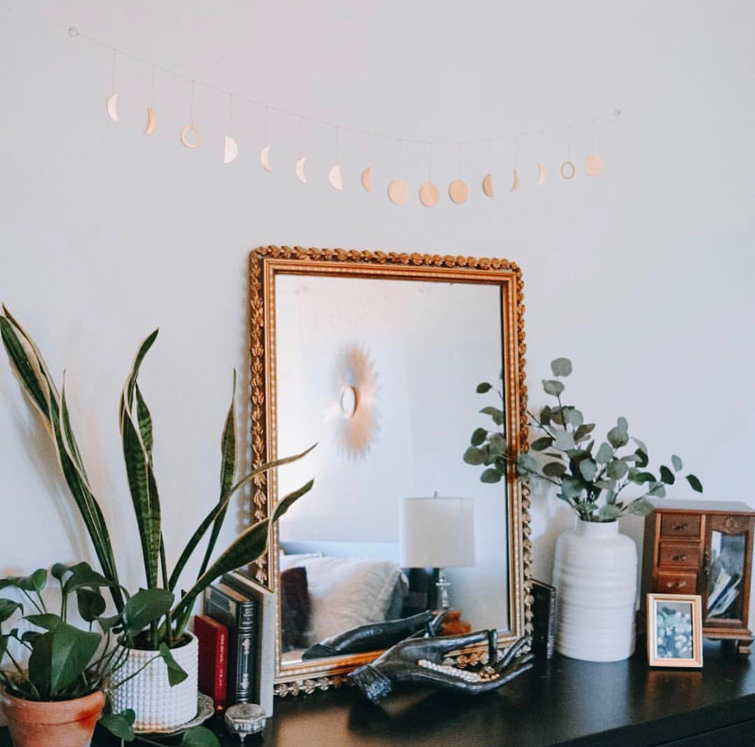 Moon Phases Hammered Brass Garland